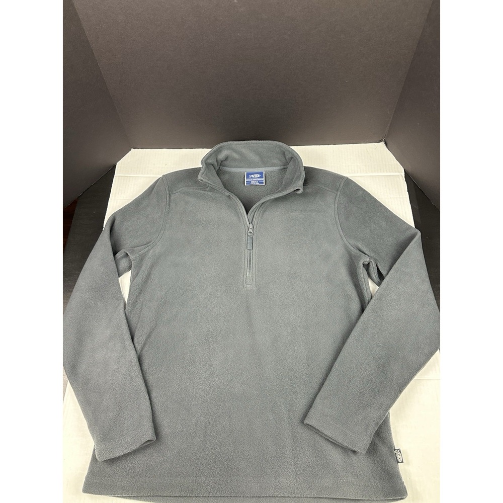 AFTCO Men's Gray Fleece 1/4 Zip Mock Neck Pullover Logo Sweatshirt Size Small